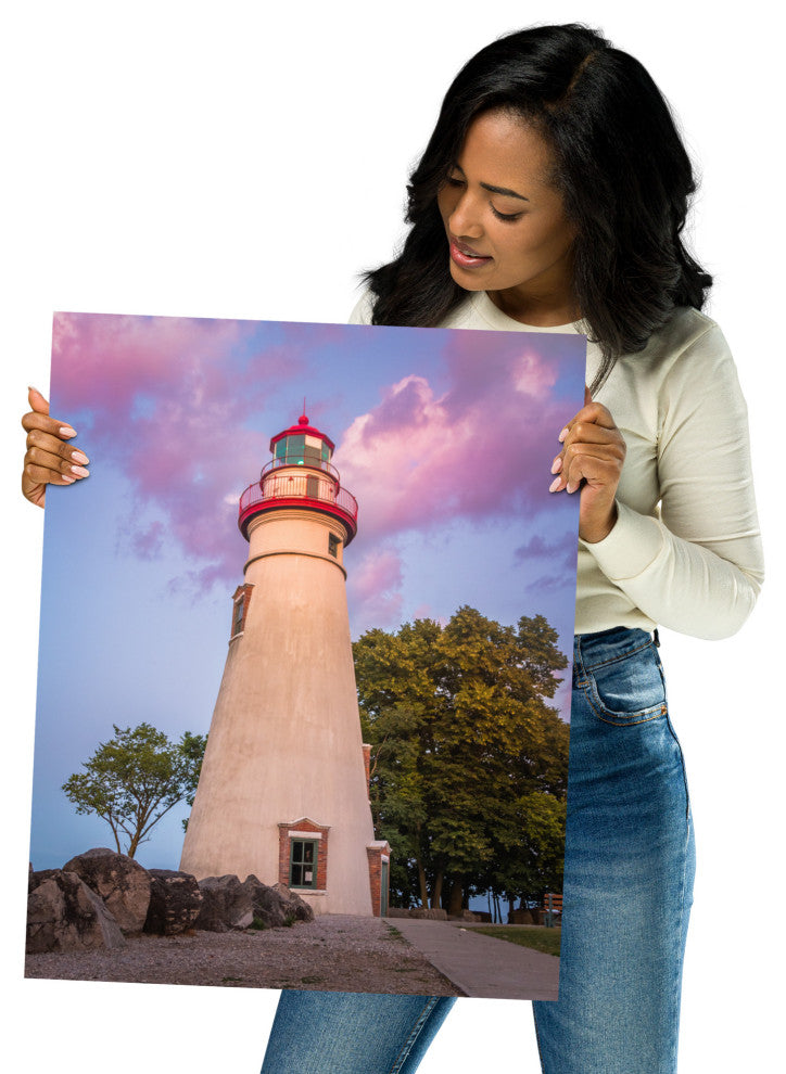 Marblehead Lighthouse at Sunset Coastal Landscape Unframed Wall Art Prints, 16" X 20"
