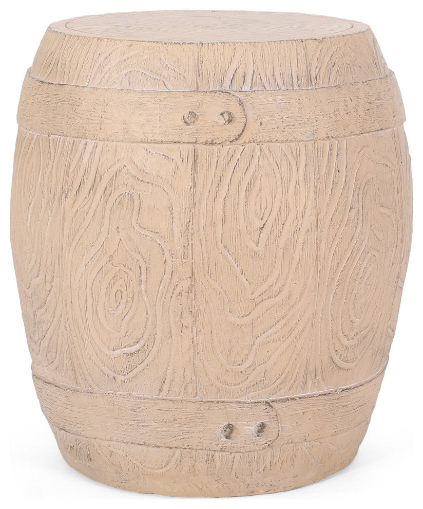 Durette Outdoor Lightweight Concrete Side Table, Natural Wood