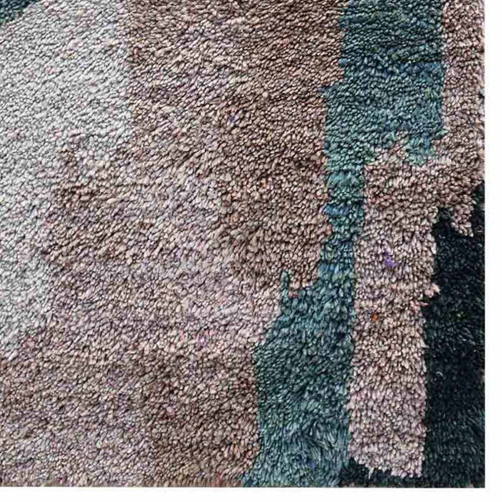 Hand Knotted Silk Area Rug Abstract Multicolor