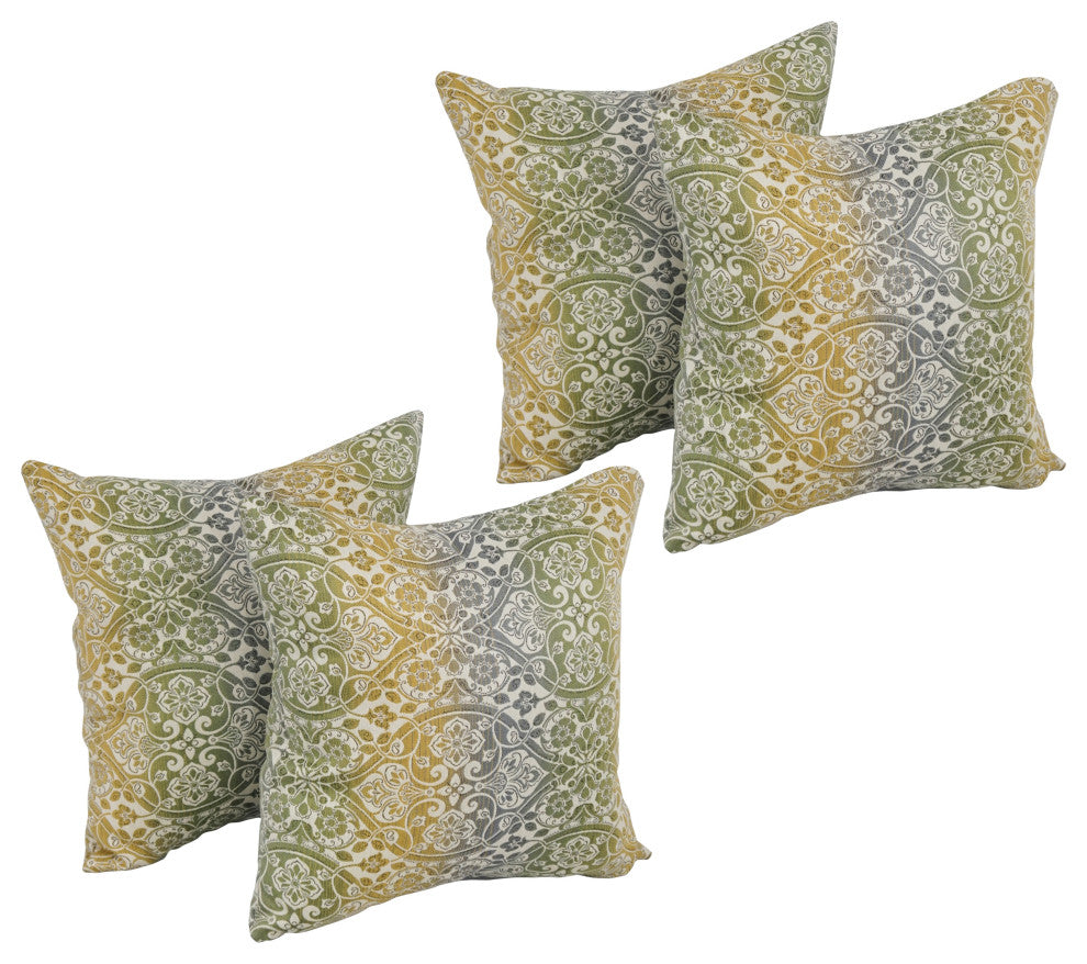 17" Square Premium Polyester Outdoor Throw Pillows, Set of 4, Festive Patina