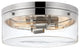 Intersection Small Flush Mount Fixture, Polished Nickel With Clear Glass