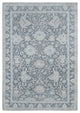 Battleship Gray Hand Knotted Oushak Influence Pure Silk and Wool Rug 6'1"x8'9"