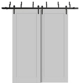 Sliding Closet Barn Bypass Doors 84 x 84 | Quadro 4111 Matte Grey |  8ft