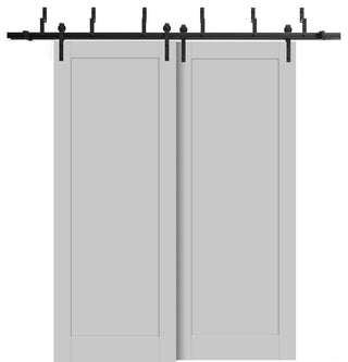 Sliding Closet Barn Bypass Doors 84 x 84 | Quadro 4111 Matte Grey |  8ft