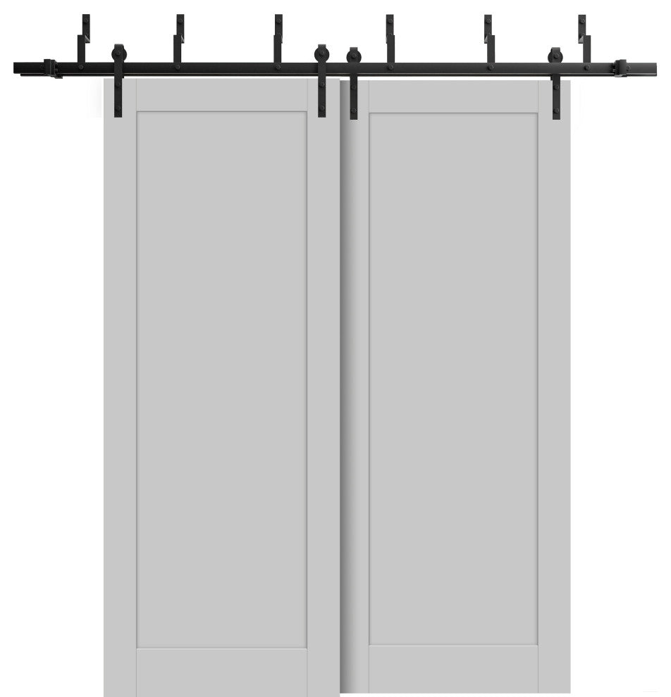 Sliding Closet Barn Bypass Doors 84 x 84 | Quadro 4111 Matte Grey |  8ft