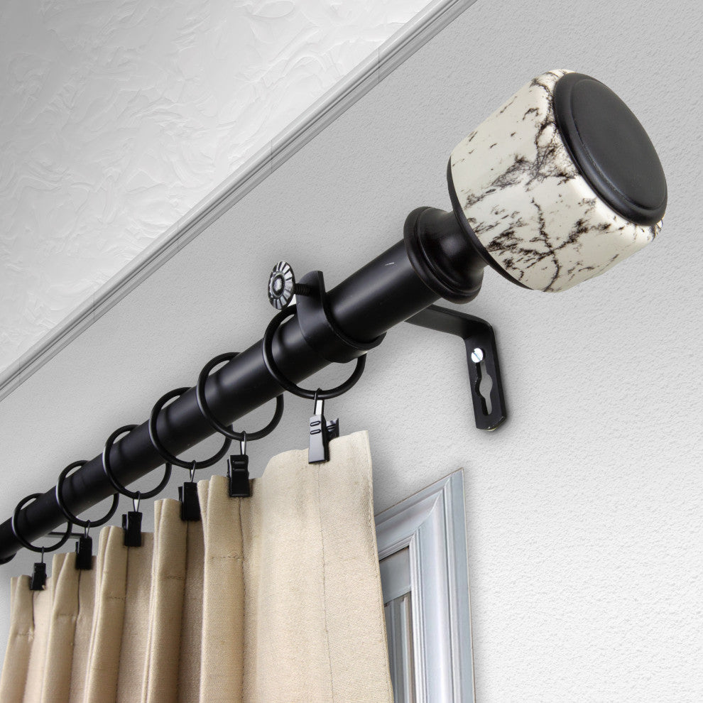 Kaylee 1" Diameter Curtain Rod, Black, 120-170"
