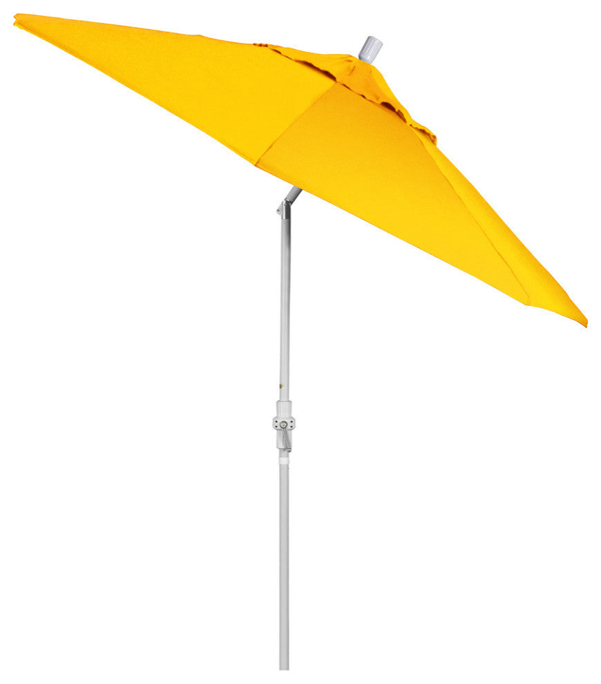 9' White Collar Tilt Lift Fiberglass Rib Aluminum Umbrella, Sunflower Yellow