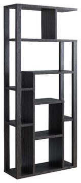 Benzara BM273000 Wood Display Cabinet With Open Frame, Multiple Shelves, Gray