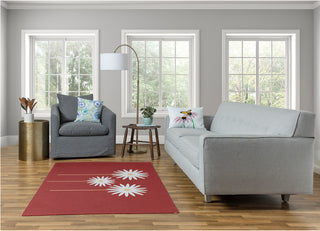 Floral Print Spring Chenille Rug, Ligonberry Red, 4'x6'