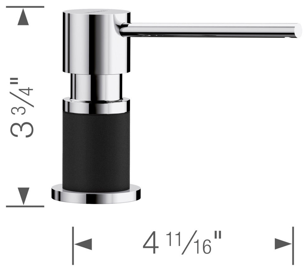 Blanco Lato Soap Dispenser in Chrome/Coal Black