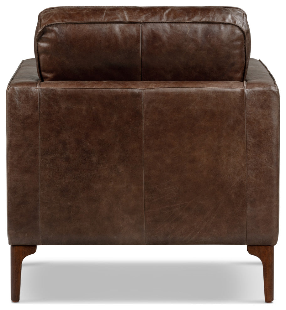 Poly and Bark Mateo Leather Lounge Chair, Chocolate Brown