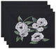 Radiant Rose 18"x14" Black Floral Print Placemat, Set of 4