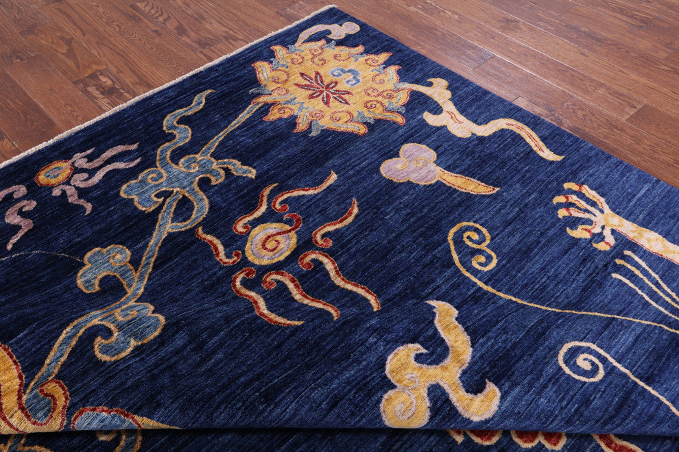 Dragon And Phoenix Design Handmade Rug 8' 10" X 11' 7" - Q12510