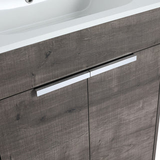 Single Vanity, Gray Oak Finish With Solid Surface Resin White Sink, 24"