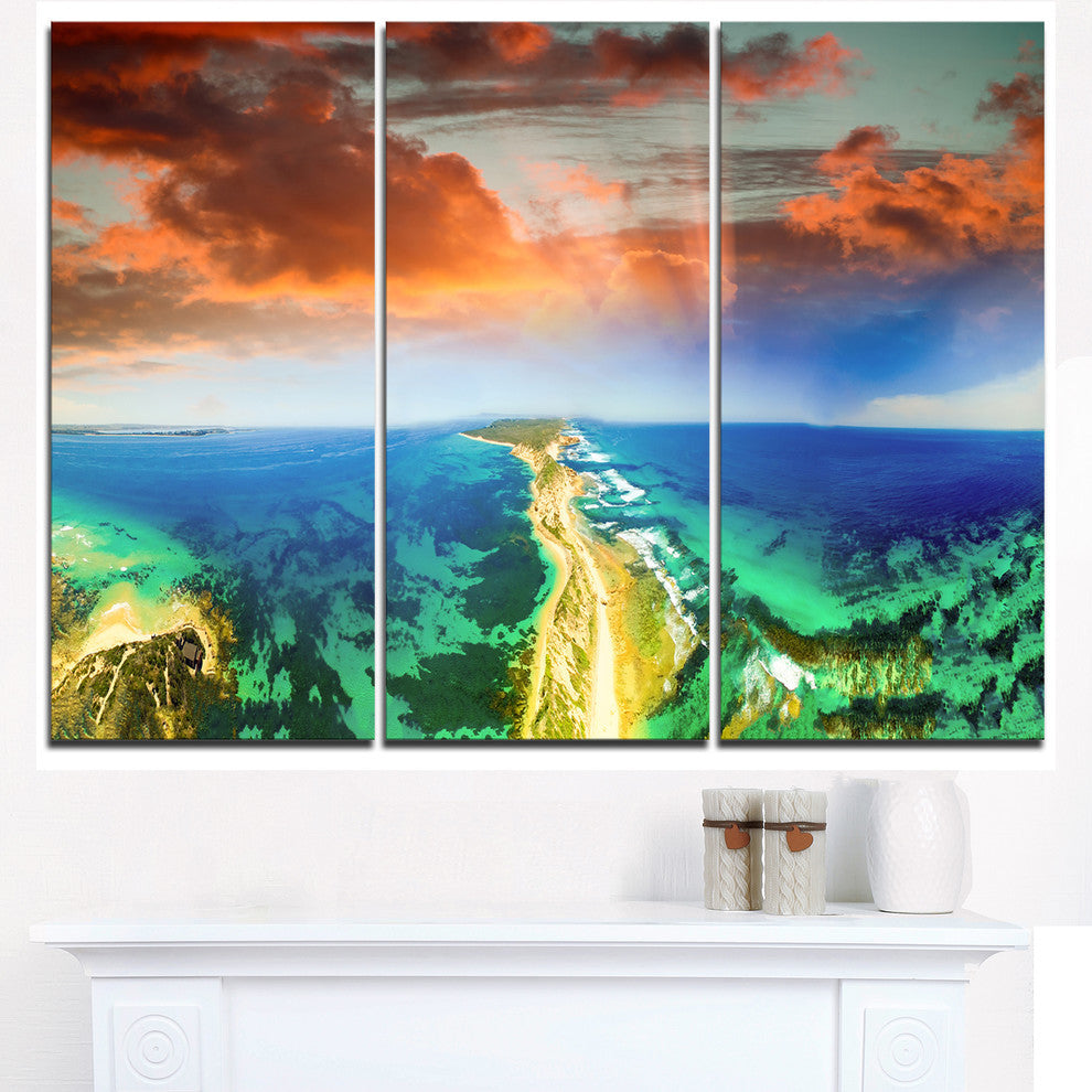 "Green Fort Nepean Road from Helicopter" Metal Wall Art, 3 Panels, 36"x28"