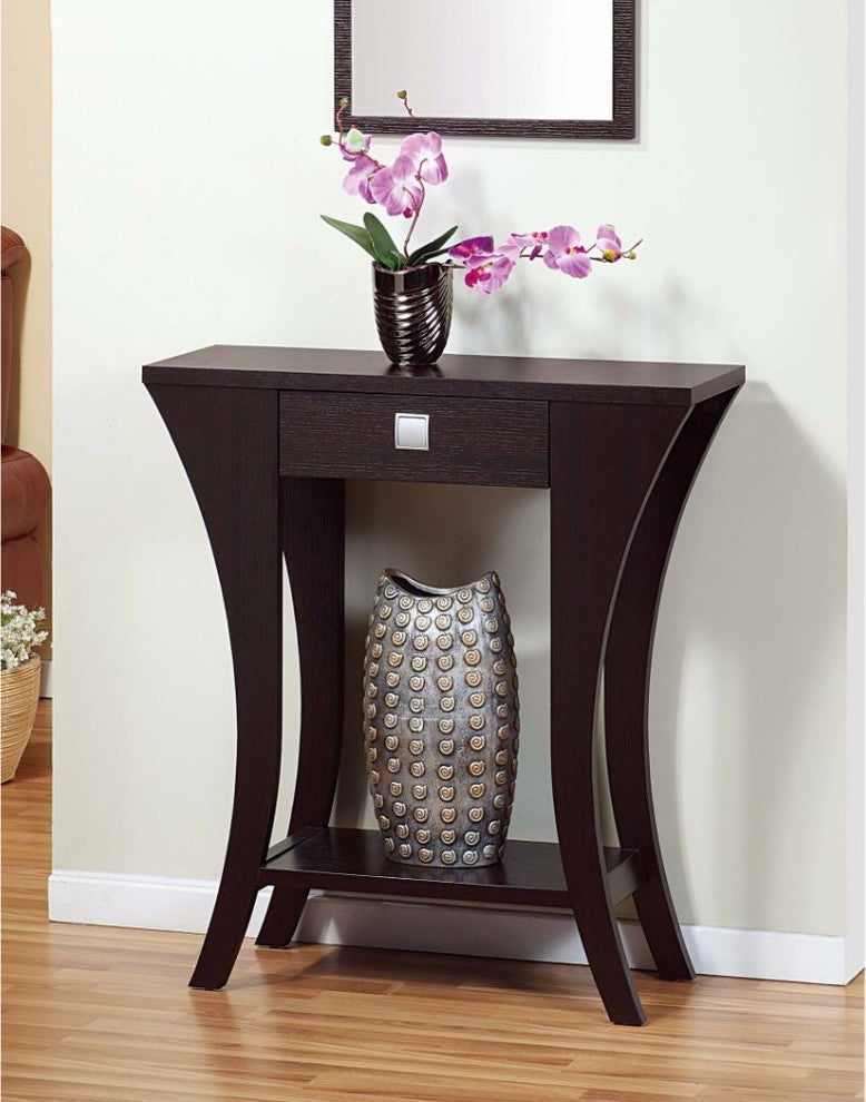 Benzara BM148765 Stylish Console Table With 1 Drawer, Dark Brown