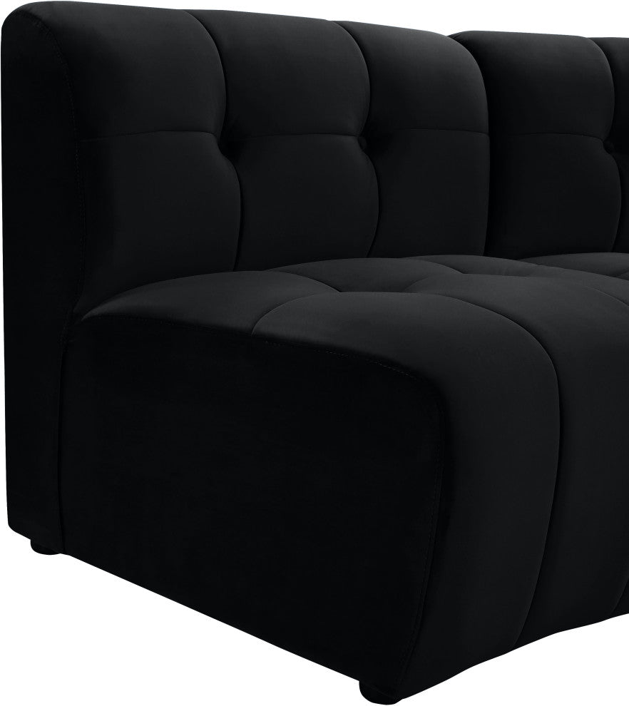 Limitless Velvet Upholstered 9-Piece Modular Sectional, Black