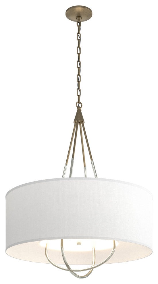 Loop Pendant, Soft Gold Finish, Sterling Accents, Natural Anna Shade