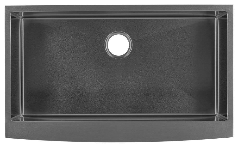 Rivage 33"x21" Stainless Steel Farmhouse Kitchen Sink, Black