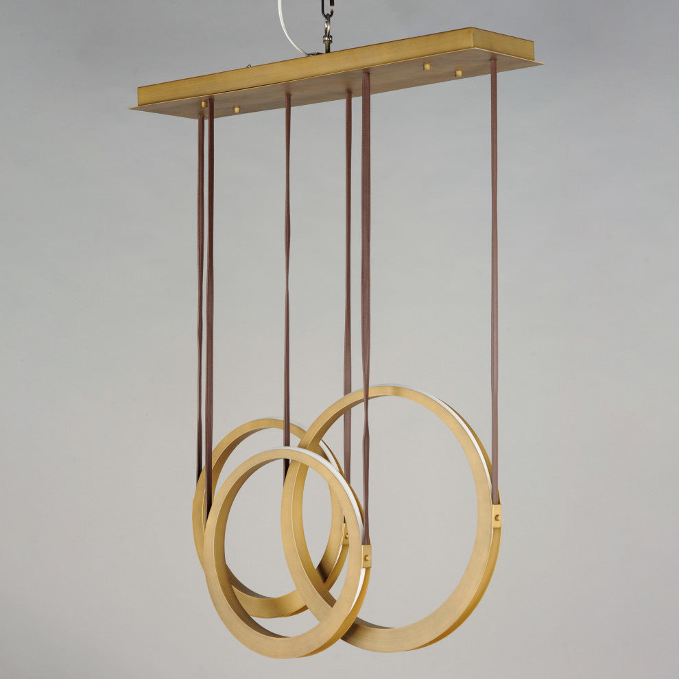 ET2 E24083 Tether 34"W LED Linear Chandelier - Natural Aged Brass