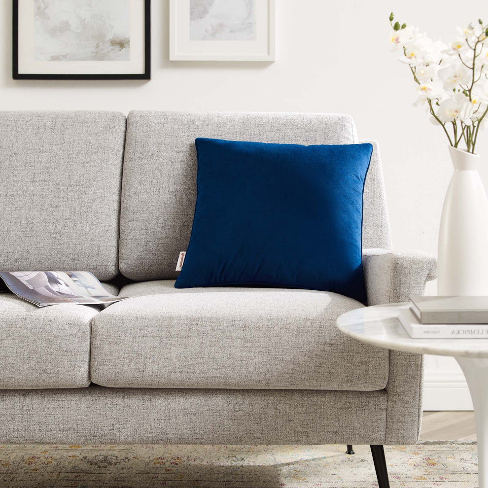 Accent Throw Pillow, Velvet, Blue Navy, Modern, Living Lounge Hotel Hospitality