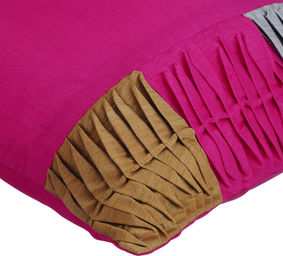 Pink Decorative Pillow Covers 14"x14" Silk, Pink Cheer
