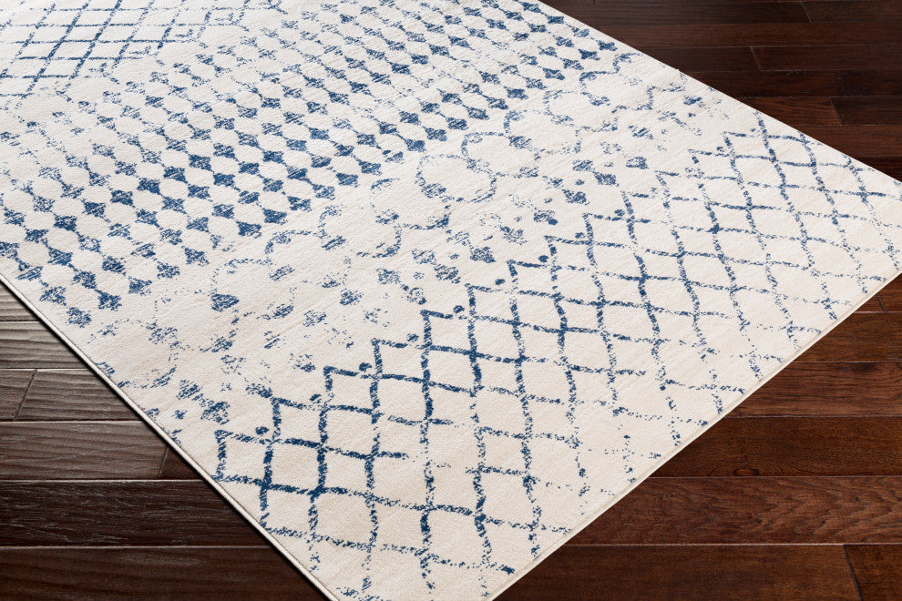Surya Roma ROM-2342 6'7"x9' Rug, Dark Blue/White