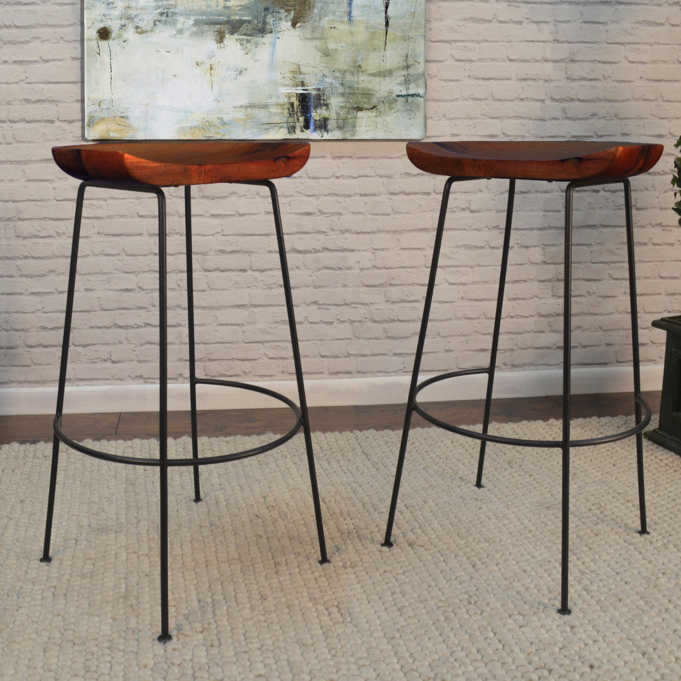Raja Contoured Stool, Chestnut/Black