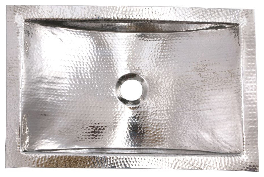 Nantucket Sinks TRS Hand Hammered Stainless Steel Rectangle Bathroom Sink