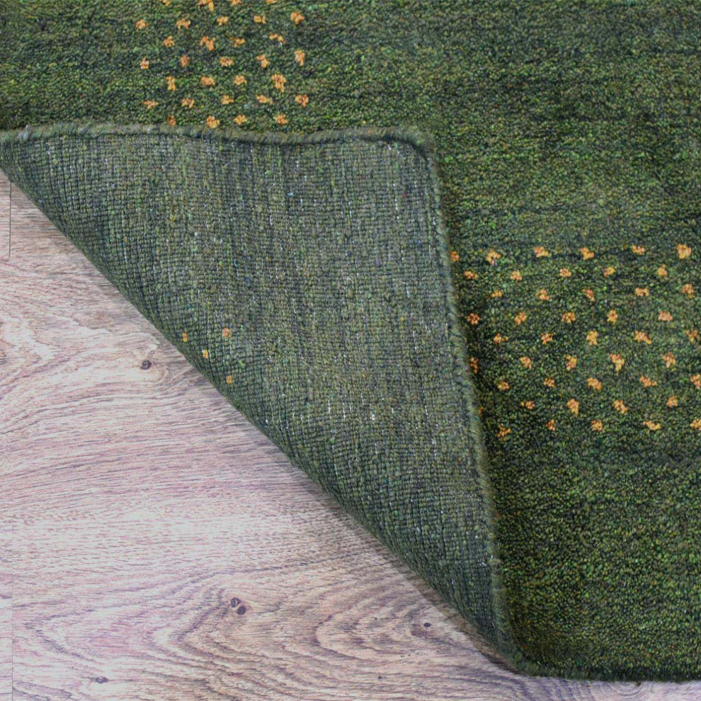 HAND KNOTTED LOOM SILK ECO-FRIENDLY AREA RUG -6'x9',Rectangle,Green,Contemporary