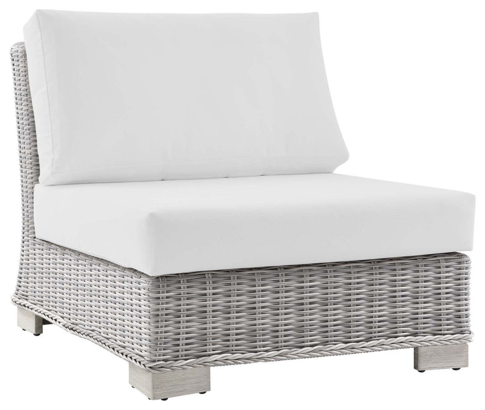 Outdoor Patio Wicker Rattan 9-Piece Sectional Sofa Furniture Set Gray White