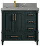 Aberdeen 36 Left Offset Bath Vanity in Dark Forest Green 2" Piatra Gray