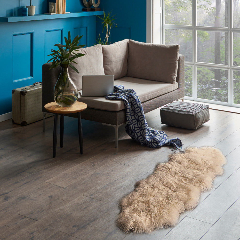 Milan Shearling Double Sheepskin Rug 2' X 6', Vole