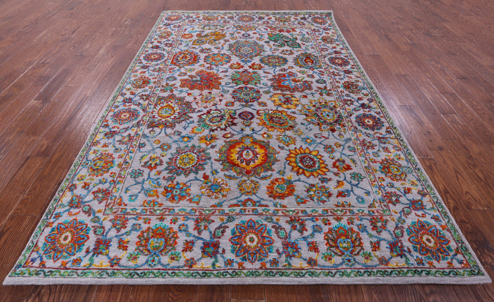 Hand Knotted Wool & Silk Persian Rug 6' 3" X 9' 1" - Q14930