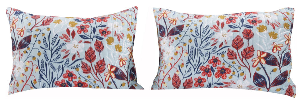 Benzara BM218896 Full Size 3 Piece Quilt Set with Floral Prints, Multicolor