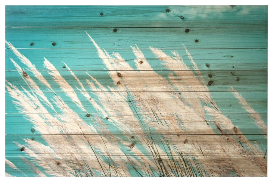 Grassy Wild Pampas Field Wood Plank Wall Art