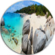 Turquoise Ocean Water With Rocks, Modern Seascape Round Wall Art, 11"