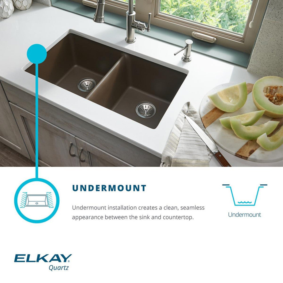 Elkay Quartz Classic 33" Undermount Sink Kit, Black