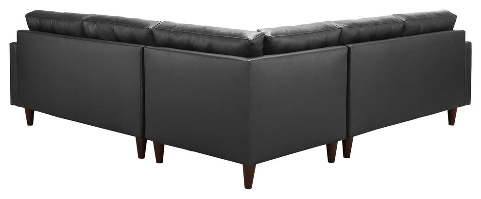 Modern Black Empress 3 Piece Bonded Leather Sectional Sofa Set