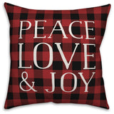 Plaid Peace Love & Joy 18"x18" Throw Pillow