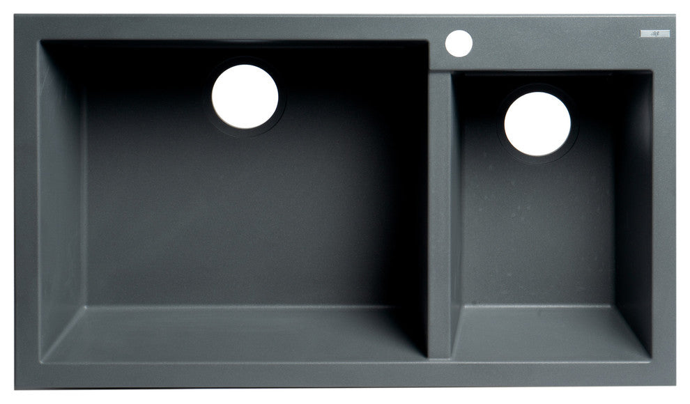 Titanium 34" Double Bowl Drop In Granite Composite Kitchen Sink