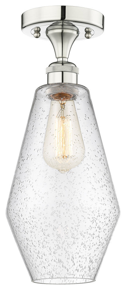 Cindyrella-1 Light 7" Semi-Flush Mount-Polished Nickel, Seedy Glass Shade