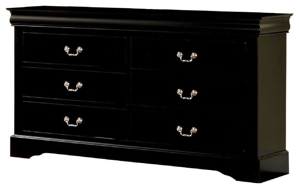 Benzara BM177809 Wooden Dresser With 6 Drawers, Black