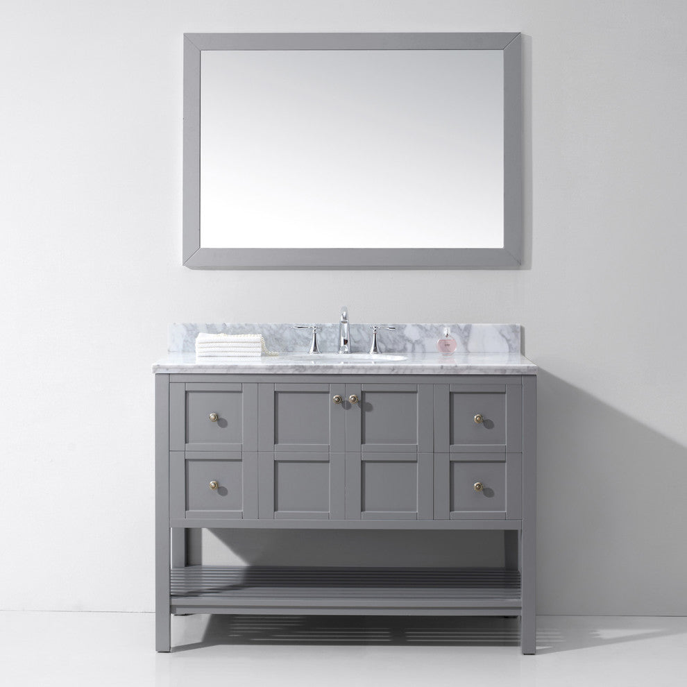 Winterfell 48" Single  Sink Grey Top Vanity in Grey with Brushed Nickel Faucet