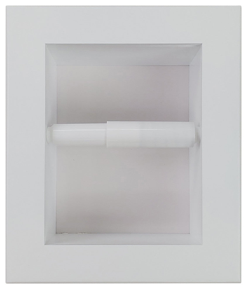 Tampa Recessed Solid Wood Toilet Paper Holder 7 x 8.5, White Enamel