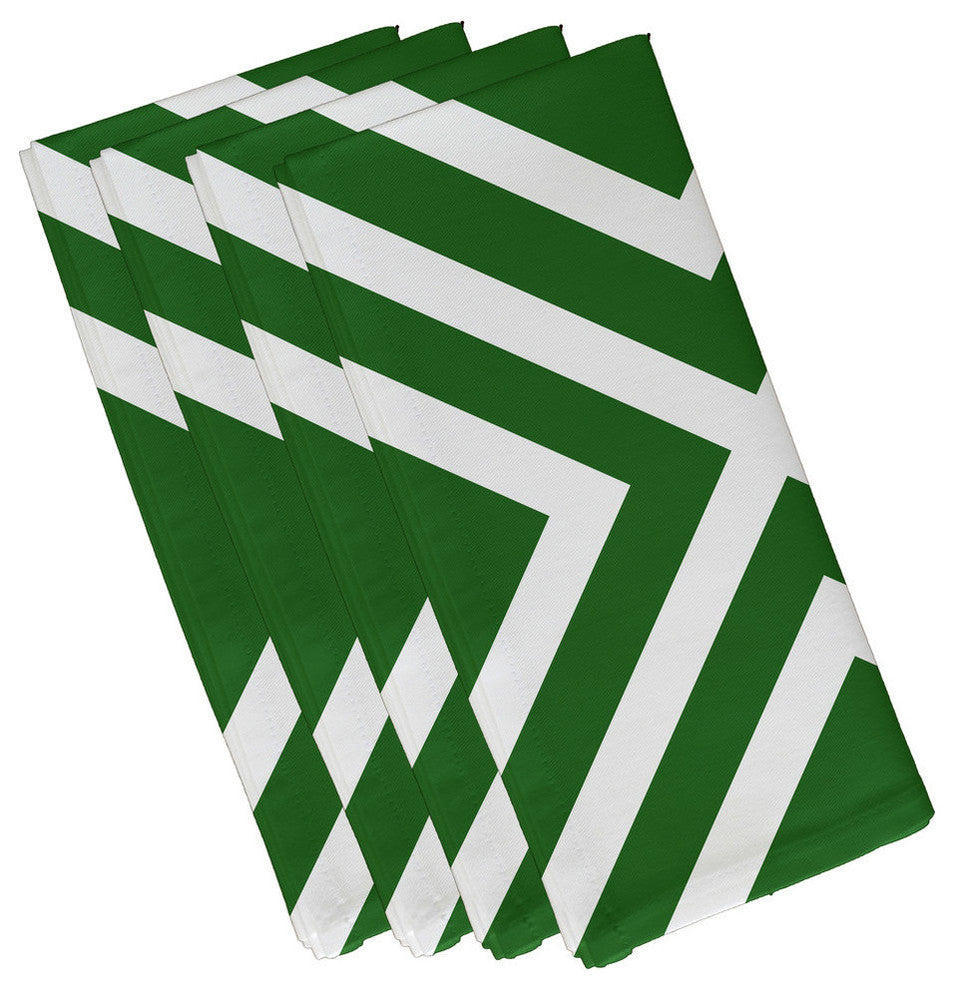 "x" Marks The Spot Stripes Print Napkin, Leaf Green, Set of 4
