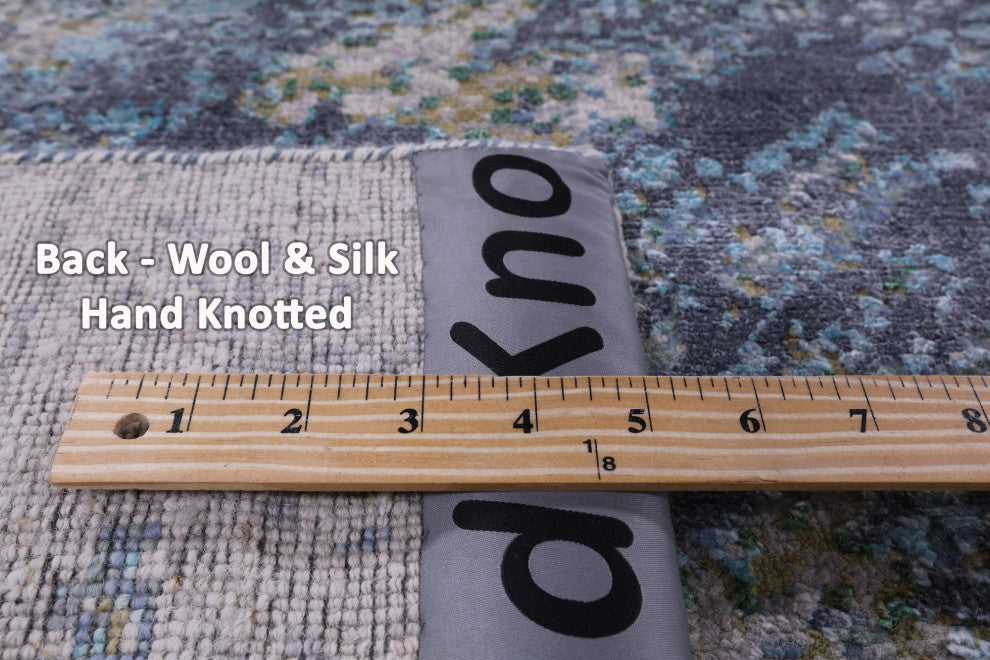 Hand-Knotted Abstract Wool & Silk Rug 7' 11" X 10' 2" - Q13075