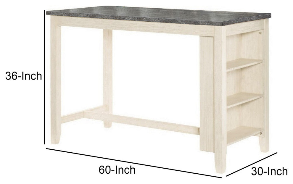 Benzara BM286286 Joss 60" Cottage Counter Height Table, 2 Tone Wood, Cream Base