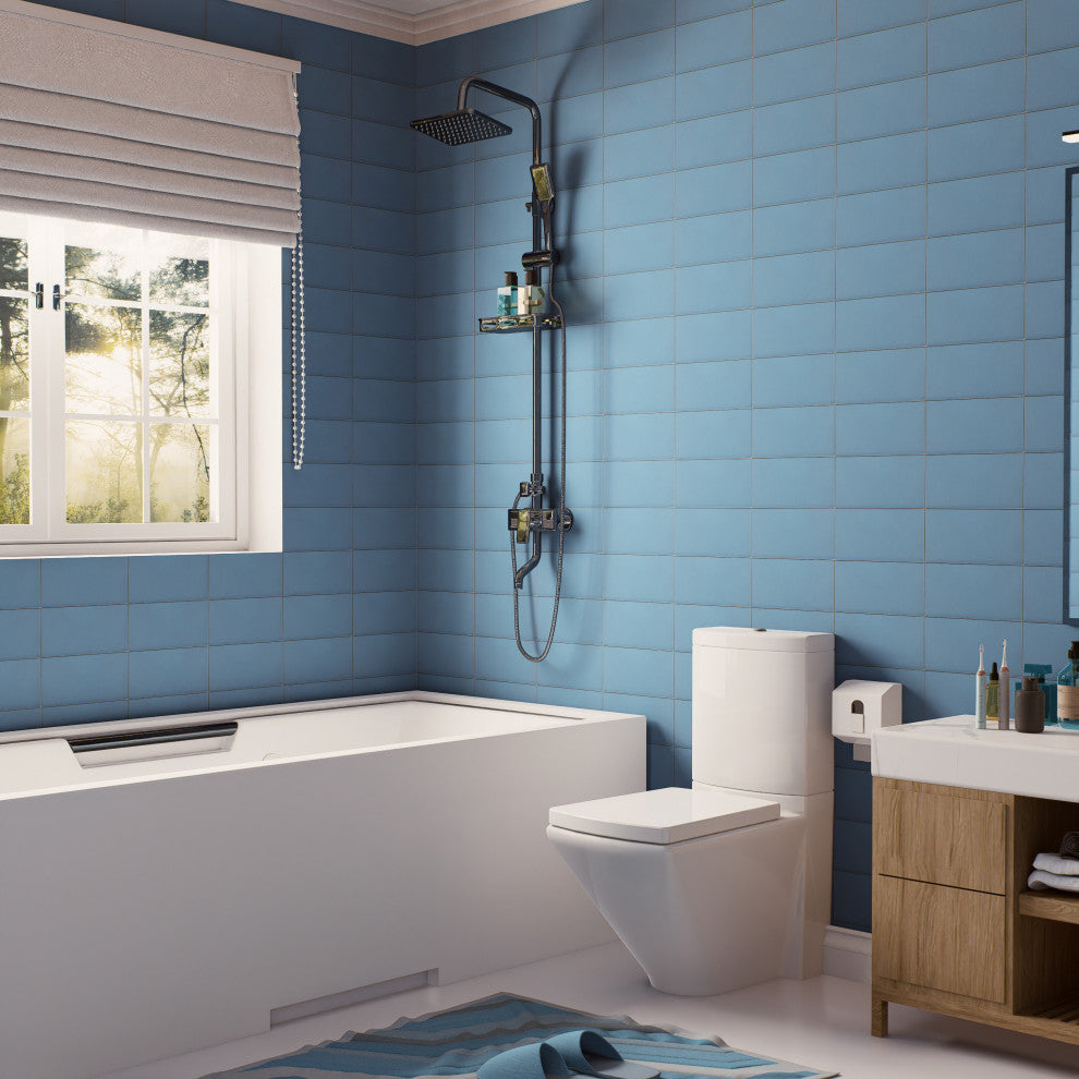 Piscina Brick Matte Blue Porcelain Floor and Wall Tile