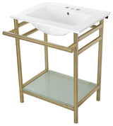 Kingston Brass VPB24187W4 24" Rectangular Ceramic - White / Brushed Brass